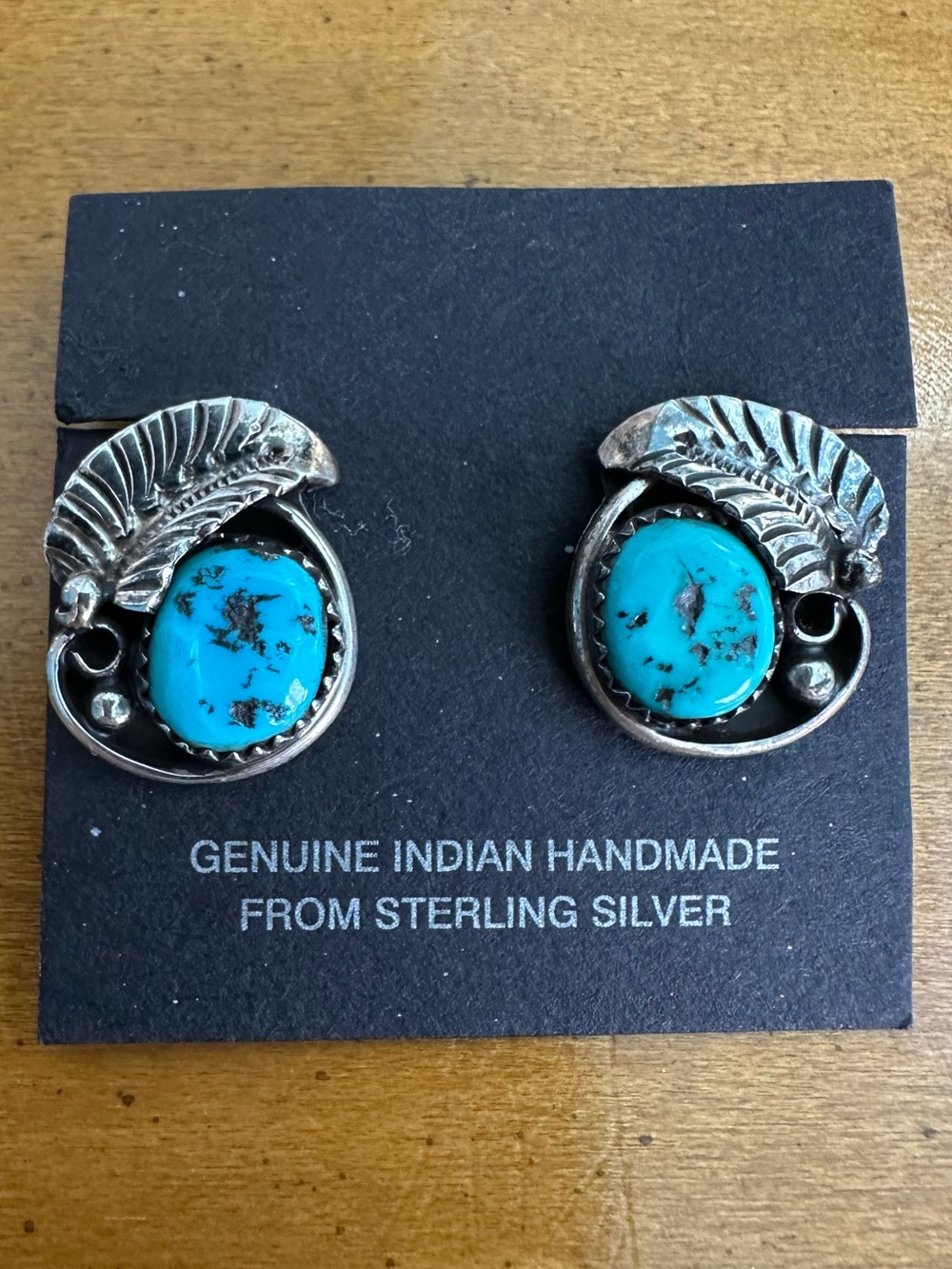 R. Charley Navajo Sterling Turquoise Feather Earrings- Stunning